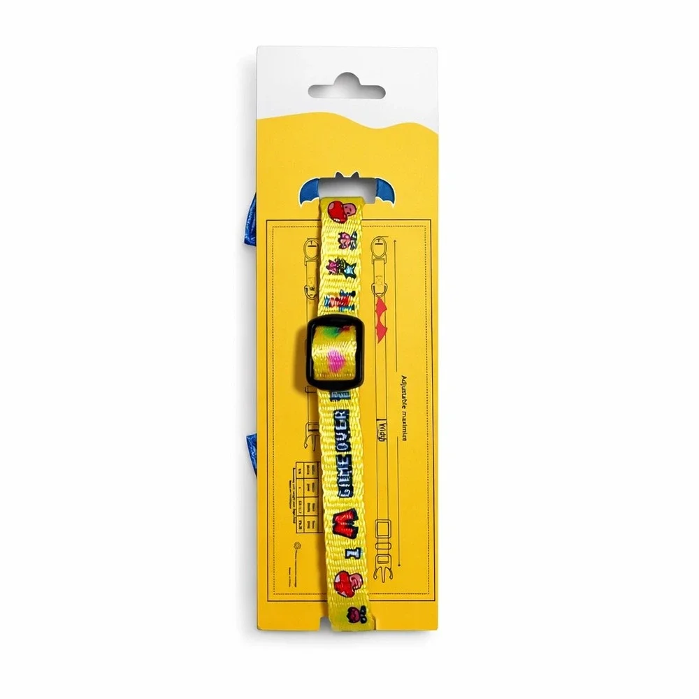 Furryumi Yellow Video Game Cat Collar Blue Bat Wings Breakaway Bell Adjustable‎
